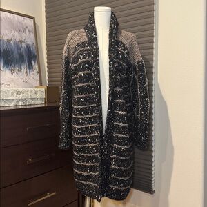 One of a kind - Hand Knit Women's Shawl Collar Long Cardigan Sweater.